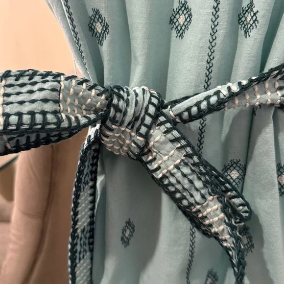 Zara Mint Green Embroidered Dress Midi Dress Kaftan Size extra small - Picture 11 of 13